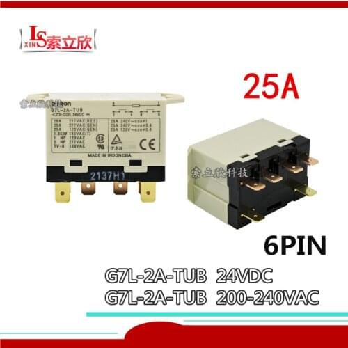100%Original NEW High-power relay G7L-2A-TUB 24VDC G7L-2A-TUB 200/240VAC G7L 2A TUB DC24V 25A Air conditioning relay