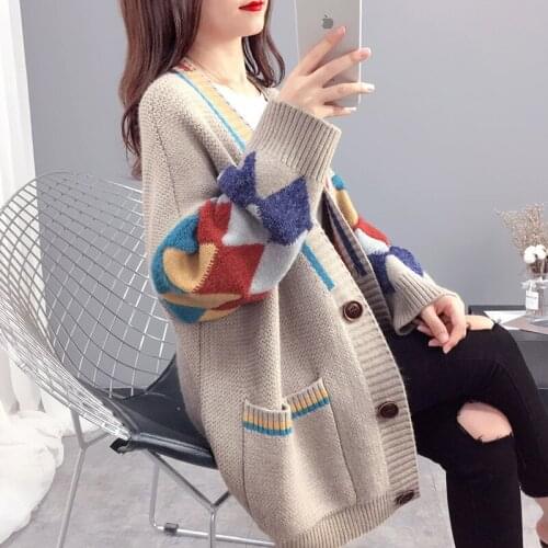 Autumn 2021 Simple Knit Cardigan Wild Print Long Sleeve Basic Womens Cardigan Streetwear Blusa De Frio Feminina Wm