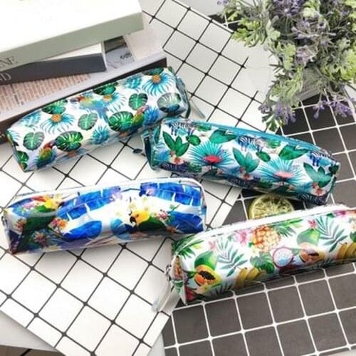 1pcs Flamingo Pencil Case Cute Stationery Novelty Cartoon Pencil Pouch Tropical RainforestPrint Pen Bag School Supplies Pen Case