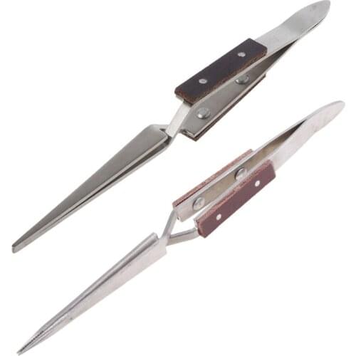 Jewelry Soldering Tweezers Straight Curved Tip Selflock Welding Tweezer Cross Locking Jewelry Making Tools