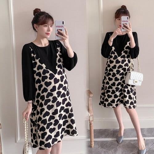 Maternity Dresses Pregnancy Clothes Summer Casual O-neck Short Letter Love Print Mom Fashion Sundress Pregnant for Women