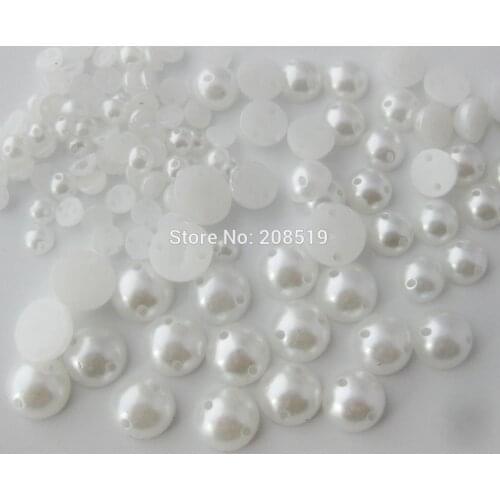 NBNLKN Half Ball pearl buttons white color 150pcs ABS Nylon sewing button garment accessories