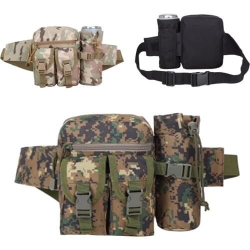 Mens Waist Belt Bag, Outdoor Tactical Fanny Pack with Water Bottle Holder for Hiking Jogging Running