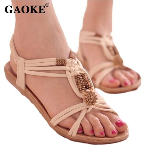 Woman Sandals 2018 Summer Woman Shoes Flip Flops Woman Beach Shoes Gladiator Beads Sandals Lady Low Heel Sandals Footwear