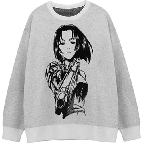Japanese Harajuku Knitted Anime Black Lagoon Revy Sweater for Men and Women Oversized Harajuku Streetwear Pullover Jumper