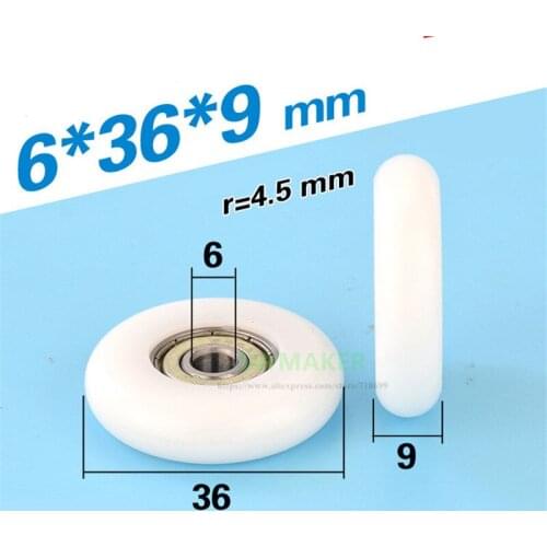 SWMAKER 10pcs R 6*36*9mm 626zz plastic bearing nylon pulley, POM, furniture roller / guide wheel