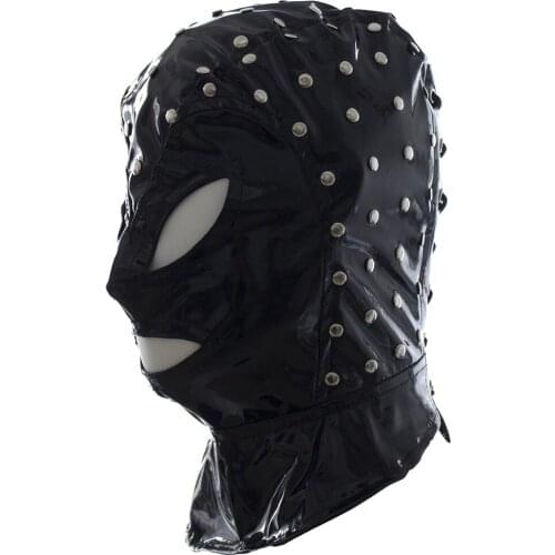 Unisex Cosplay Halloween Hood Helmet of Rivet Punk Full Face Mask with Open Eyes Mouth for Face Night Club Dance Costume Party