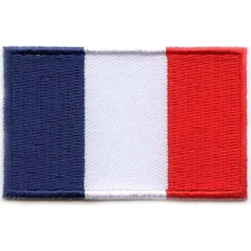 Embroidered France Flag Patches Woven Fabric Tags Woven Labels for Ggarments Twill with Flat Broder and Iron On Backing MOQ50pcs