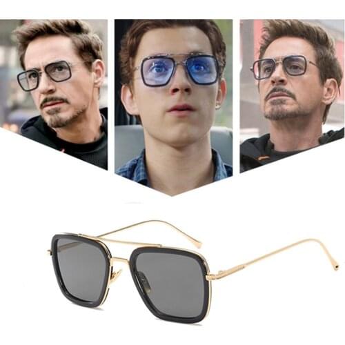 High Quality Iron Man Tony Stark Fishing Sunglasses Square Outdoor Sport Fishing Glasses Men Spider Edith Glasses Sports Glasses