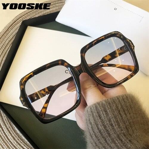 YOOSKE Brand Design Women Sunglasses Luxury Glasses Lady Square Sunglass Woman Gradient Pink Blue Lens Men Eyeglasses