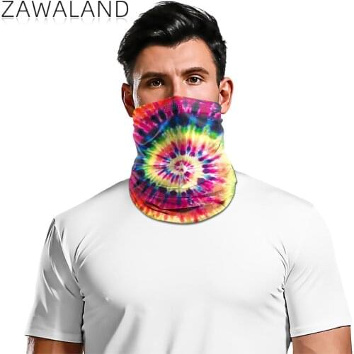 Zawaland Motorcycle Face Mask Scarf Tie-dyed Scarves Fashion Women Bandana UV Protection Outdoor Headwear Scarf Unisex