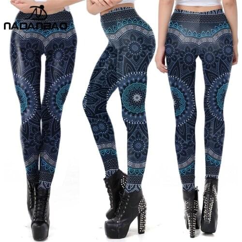 NADANBAO New Design Mandala Printing Women Leggings For Fitness Workout Legins High Waist Ankle -pants Outside Leggins XL Size