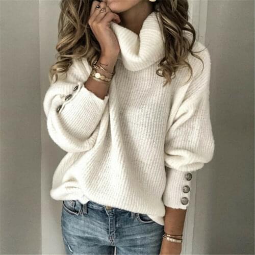 Harajuku Women Turtleneck Sweater Knitting Pullovers Long Sleeve Solid Long Sleeve Warm Autumn Sweater Jumper Tops