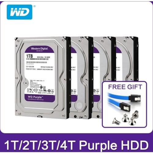 Western Digital WD Purple Color HDD 1TB 2TB 3TB 4TB SATA 6.0Gb/s 3.5" Laptop HDD Hard Drive For CCTV Camera AHD DVR IP NVR