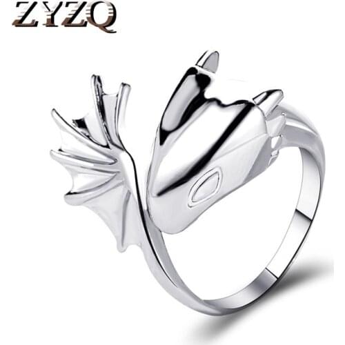 ZYZQ Angel Devil Ring Gothic Pterosaur Open Ring Couple Couple Ring Dark Trend Jewelry Accessories