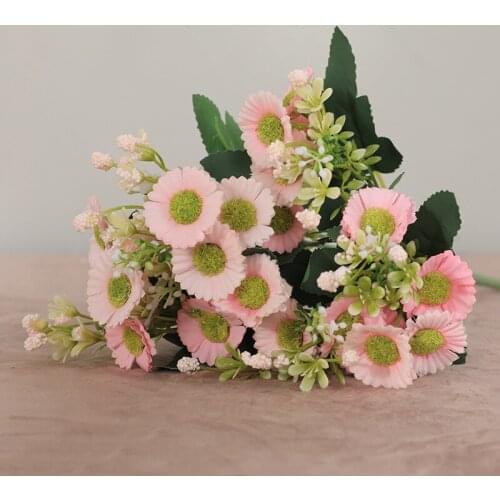 1pc 6 forks Daisy Simulation Bouquet Wedding Arrangement Floral Potted Artificial Silk Flowers Home Party Decoration Ornaments
