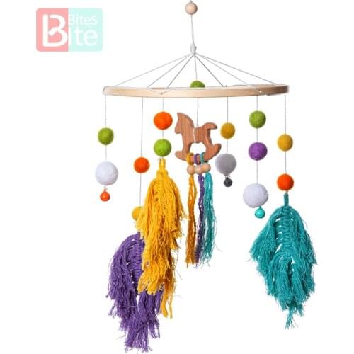 1PCS Baby Rattles Crib Mobiles Toy Tassel Holder Rotating Mobile Bed Bell Musical Infant Baby Toys 0-12 Months for Newborns