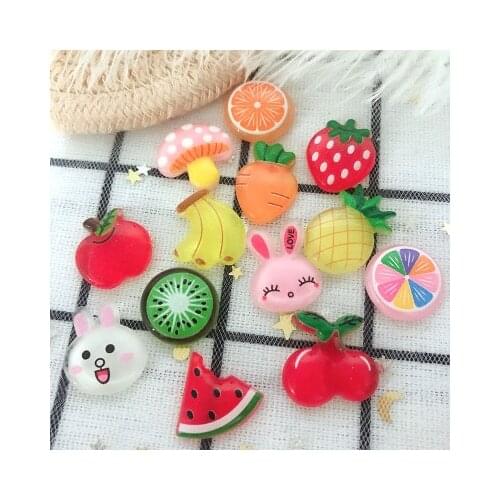 20pcs Flat Back Fruits Resin Watermelon Strawberry Cute Resins DIY Jewelry Hair Bows Clips Accessories Resin Decoration