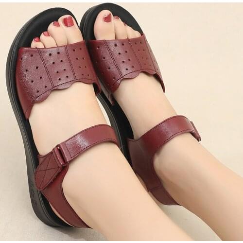 2020 summer shoes woman fashion leather platform sandals women casual comfort open toe beach shoes ladies sandals mother shoes