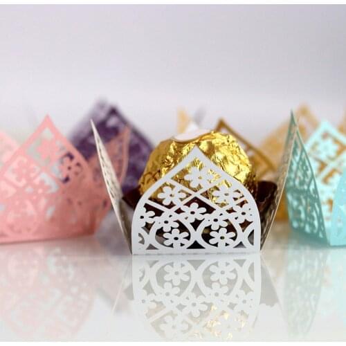 50pcs Ferrero Chocolate Decorated Candy Box Hollow Flower Decoration Box Side Party Chocolate Storage Decoration Gift Box