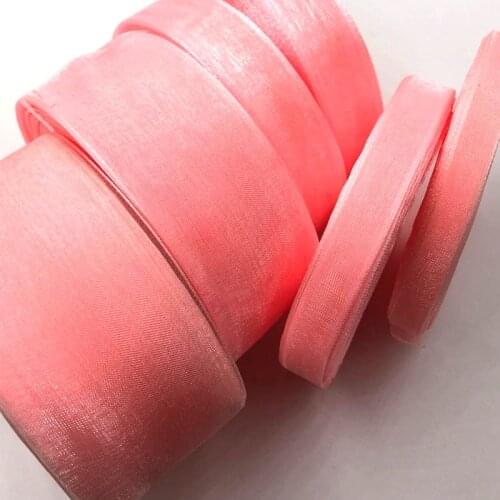 50 Yards Peach Organza Ribbon Wedding Party Decoration Gift Wrapping Christmas New Year Apparel Sewing Fabric Ribbon 07