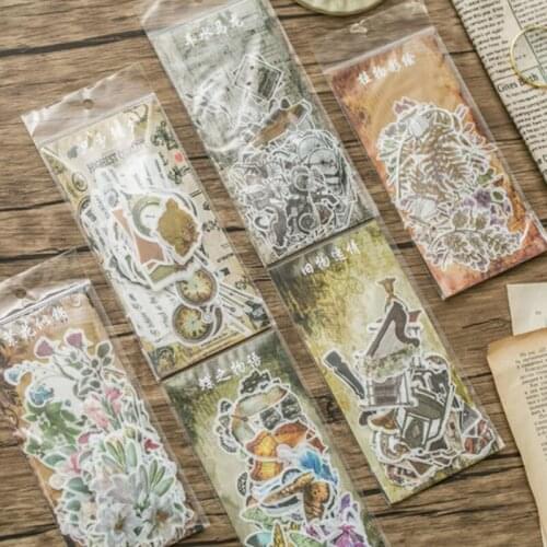 60pcs/pack vintage scrapbook stationery deco stickers self-adhesive sticky boomark for students gifts label