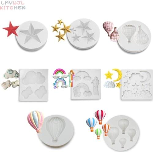 8 Models/rainbow Moon Star Hot Air Balloon Chocolate Fondant Silicone Mold DIY Baking Accessories Bases Para Postres Decoracion