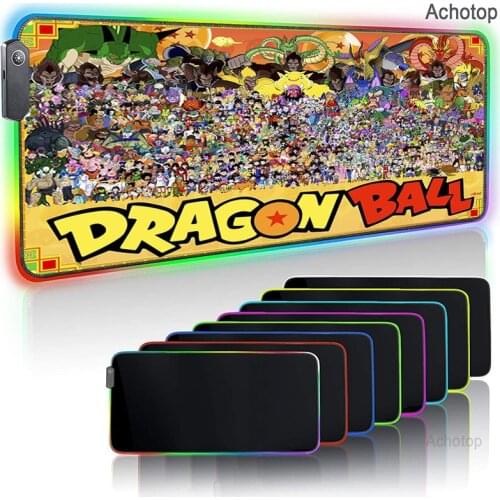 Anime Mouse Pad Goku Pattern Colorful RGB Backlit Computer Notebook Office Seam Side Table Mat Irregular LED Luminous Mouse Pad