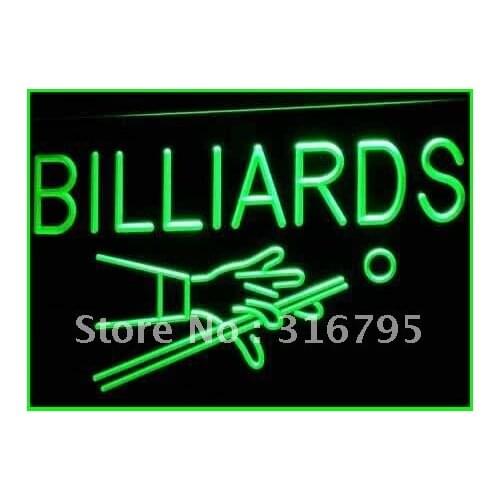 I309 Billiards Pool Room Table Bar Pub NEW Light Signs On/Off Switch 20+ Colors 5 Sizes