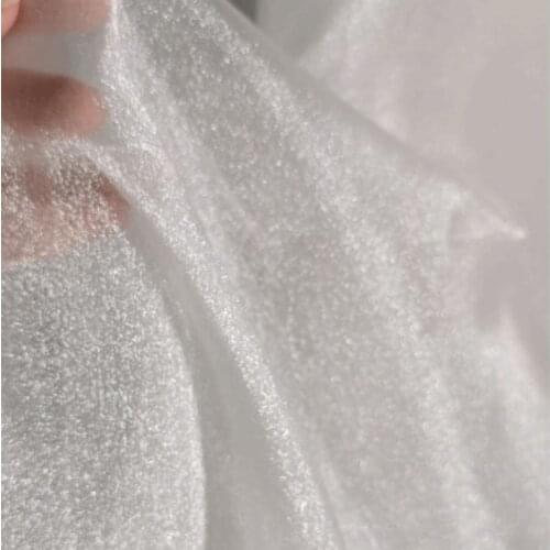 Shiny Crystal Sheer Organza Fabric Sparkle Tulle Gauze Mesh Fabric for Dress,Gowns,Background Black White Champagne by the meter