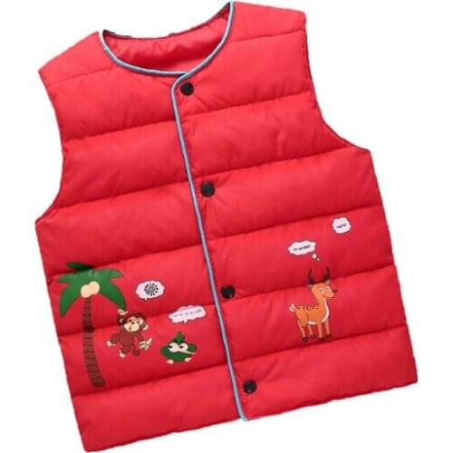 Kids Baby Girls Boys Winter Warm Cotton-Padded Cartoon Vest Coat Outerwear Light Jacket Waistcoat Snowsuit