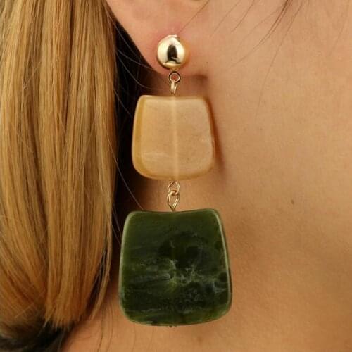 Ea1267 Trendy Vintage ethnic style acrylic geometric shape size square earrings Female charm jewelry accessories