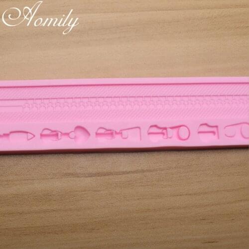Amoliy Zipper Puller Shape Fondant Silicone Mold Cake Decoration Accessories Chocolate Mold Bases Para Postres Decoracion