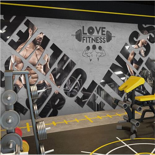 Custom Modern Personality Fitness Sport Photo Wallpaper 3D Gym Industrial Decor Gray Cement Background Mural Wall Paper 3D