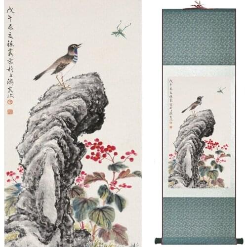 Birds and flower Art Painting Home Office Decoration Chinese scroll painting birds painting 19081701