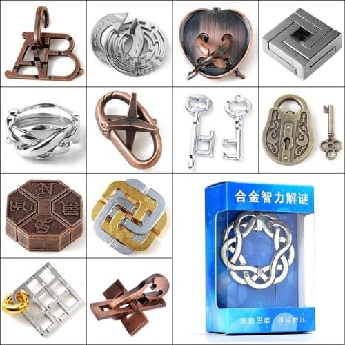 Kirsite toy Classic Metal IQ Teaser Cast Puzzles Game Brain IQ Toys for Adults Children Kids Nostalgic magic Enlighten Toys