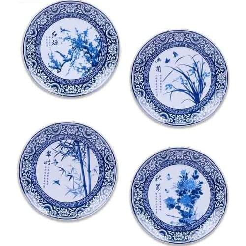 Chinese Style plum blossoms, orchid, bamboo and chrysanthemum Hanging Plate Jingdezhen Home Decoration Porcelain Plate
