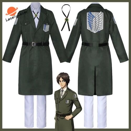 Anime Attack on Titan Cosplay Costume Levi Ackerman Dark Green Trench Pants Suiy Shingeki No Kyojin Hange Scouting Legion Outfit