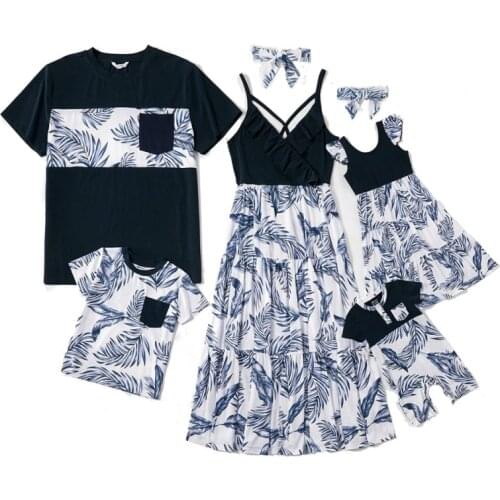 Summer Mother Daughter Dresses Cotton Mom Mommy Girl Clothes Family Matching Outfits Father Son Boy T-shirts Baby Romper