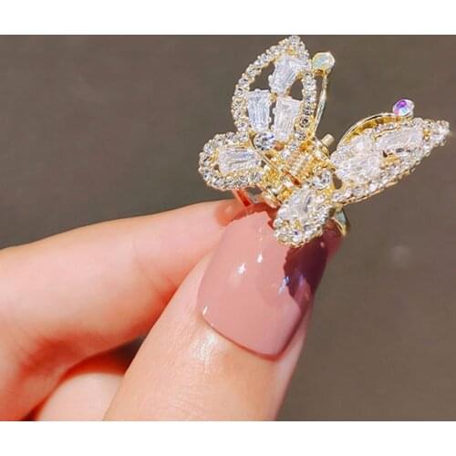 Summer Small Rhinestone Butterfly Hair Claws Hairpin Cute Pearl Grabs Metal Hair Clip For Women Sweet Accessories