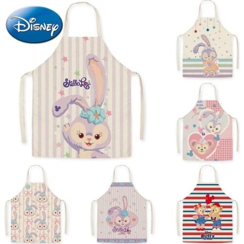 Disney Stellalou Pooh Linen Work Apron Cartoon Cute Rabbit Print Cute Pattern Adult Parent-child Sleeveless Apron