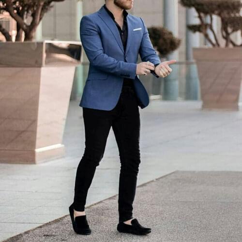 Navy Blue Suits Men 2019 Groom Tuxedo for Wedding Business traje hombre Man Blazer Costume Homme Classic Black Pants 2Piece