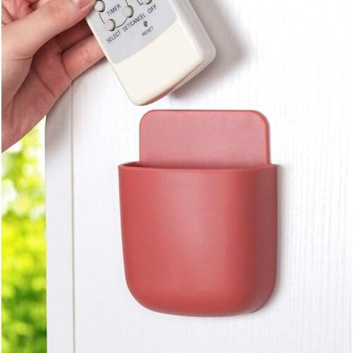 Punch-free Wall Suction Wall Hanging Living Room Bedroom Wall-mounted Mobile Phone Rack Remote Control Storage Box Basket
