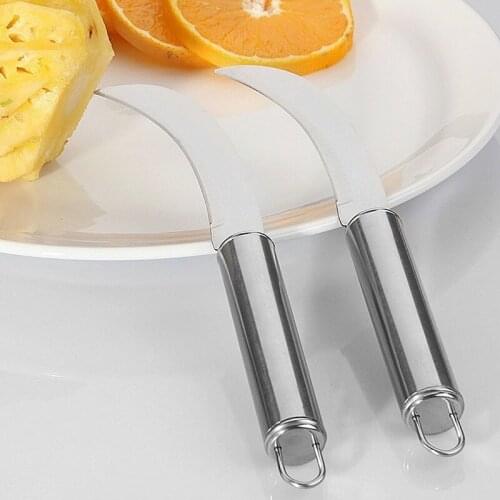 Stainless steel fruit pineapple knife steel handle peel banana small curved blade sharp peeling melon fruit vegetable cutter