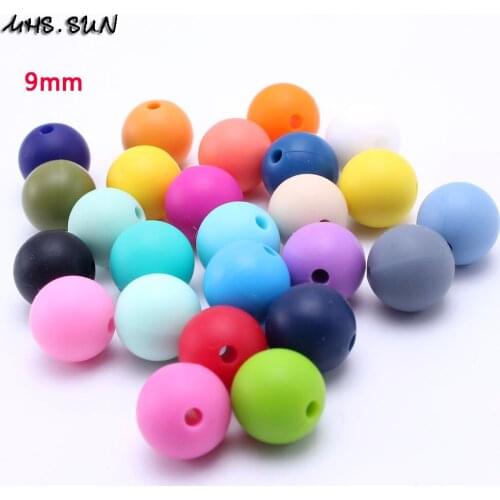 Wholesale 9mm baby loose silicone beads BPA free safety food grade round beads for infant chewing necklace making 50pcs SL001
