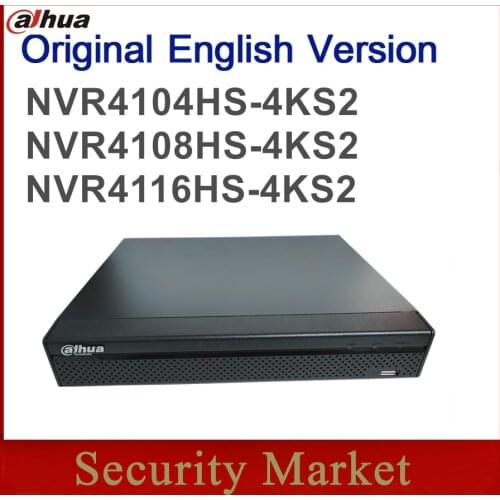 Original dahua english NVR4104HS-4KS2 NVR4108HS-4KS2 NVR4116HS-4K 4/8/16 Channel Compact 1U 4K&H.265 Lite Network Video Recorder