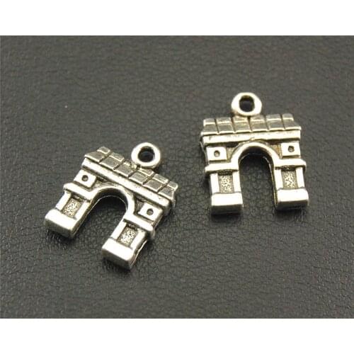 10pcs Silver Color Paris Arch Of Triumph Charm Pendant DIY Necklace Charm Jewelry Making DIY Handmade Craft 12x10mm A1291