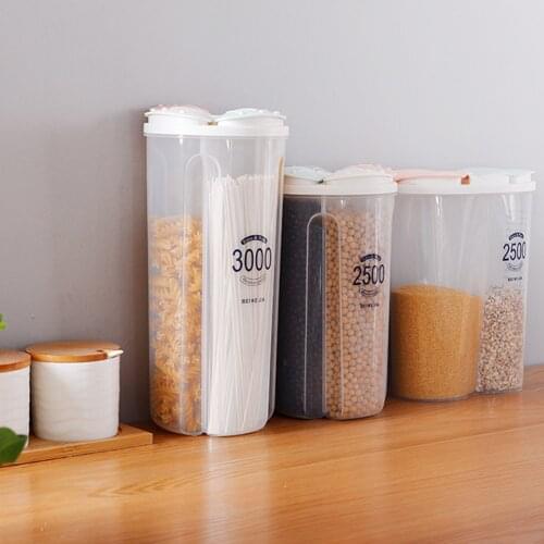 Transparent Kitchen Food Storage Cereal Dispenser Storage Box Rotating Dry Food Rice Container Case Flour Grain Storage Bottle