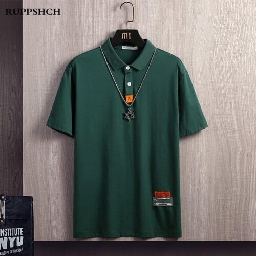 RUPPSHCH 2021 Summer New Men Casual POLO Shirt Men Pure Cotton Fashion Embroidery Short Sleeve High Quality POLO Shirt Men Top