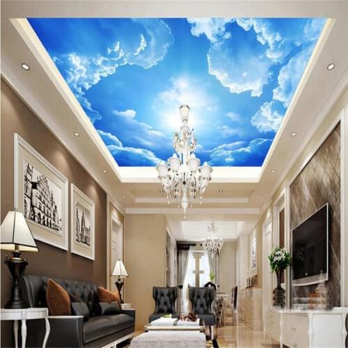 Custom 3d ceiling The sun and blue sky wallpaper for walls 3d ceiling murals 3d wallpaper living room ceiling photo wallpaper